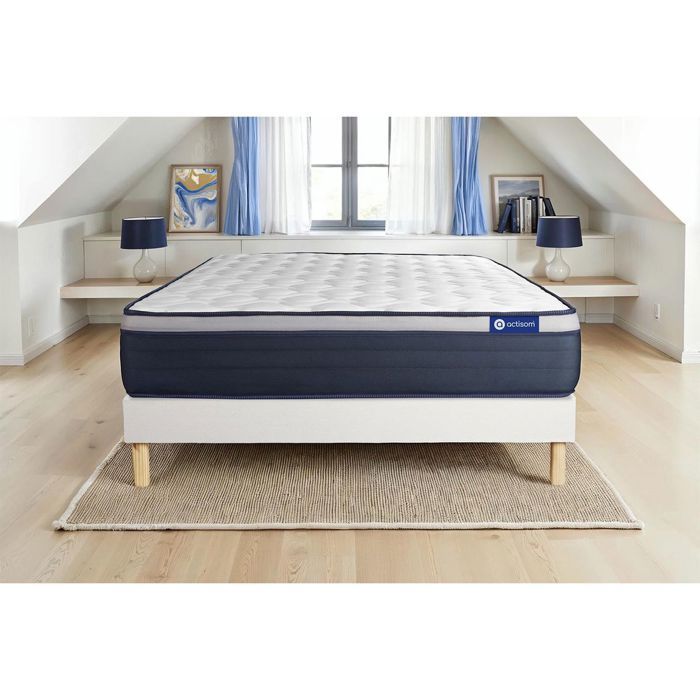 Ensemble Matelas Sommier 120x190 cm - Sommier Blanc (en kit) - Actilatex Max