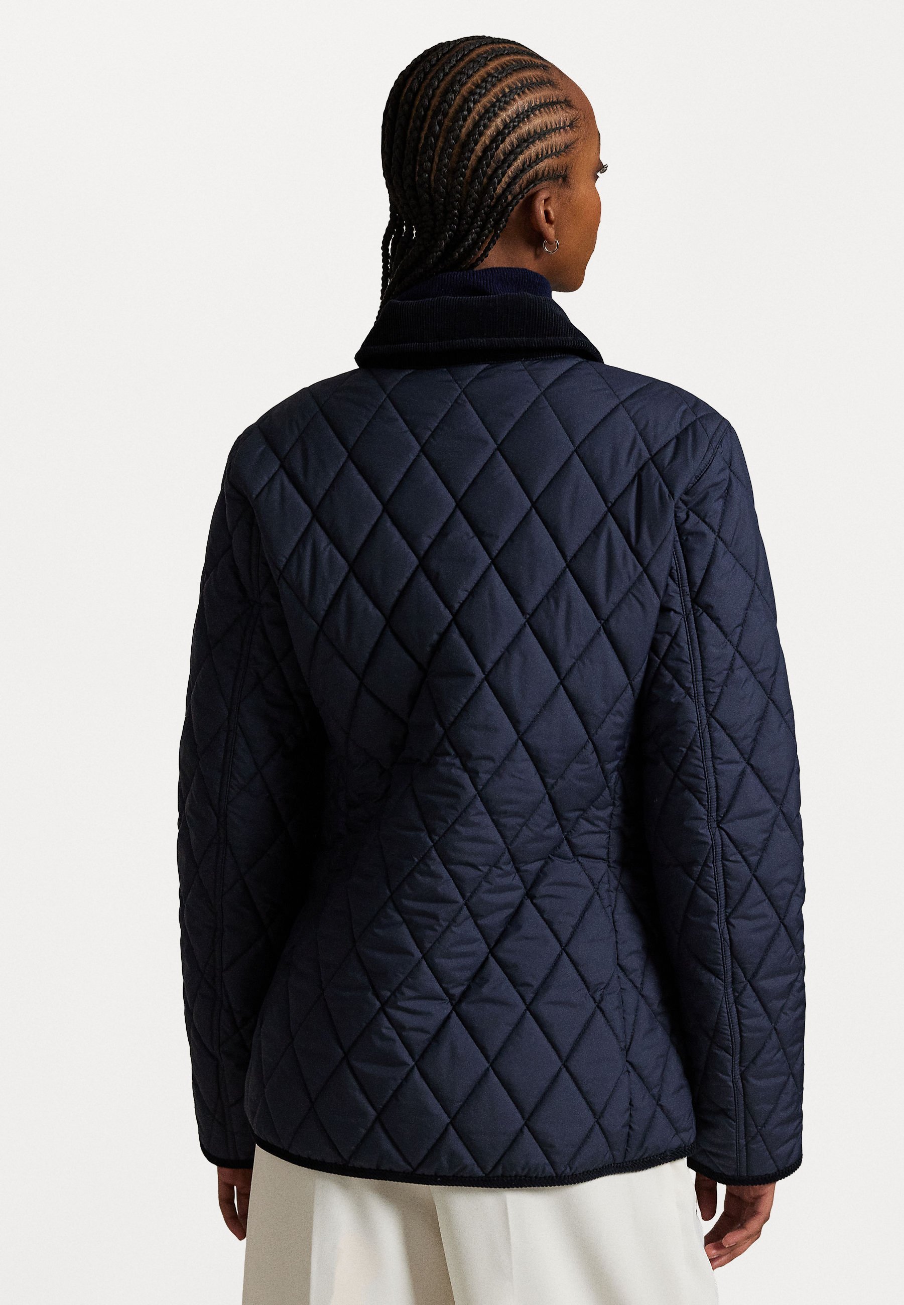 Polo Ralph Lauren Veste matelassée style grange à bordure en velours côtelé - Veste légère - Bleu marine