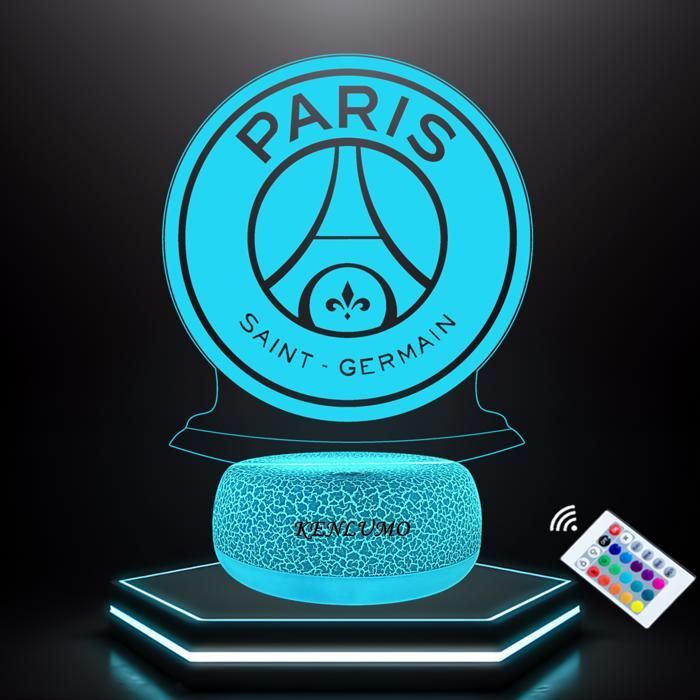 Lámpara de noche de fútbol KENLUMO Paris Saint-Germain, lámpara de mesilla de noche navideña para niños, regalo del PSG, lámpara con control remoto, cambia de color.