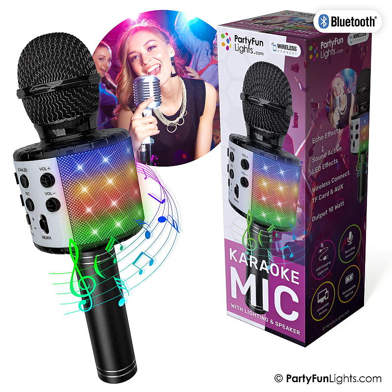 Karaoke-Mikrofon Bluetooth, schwarz
