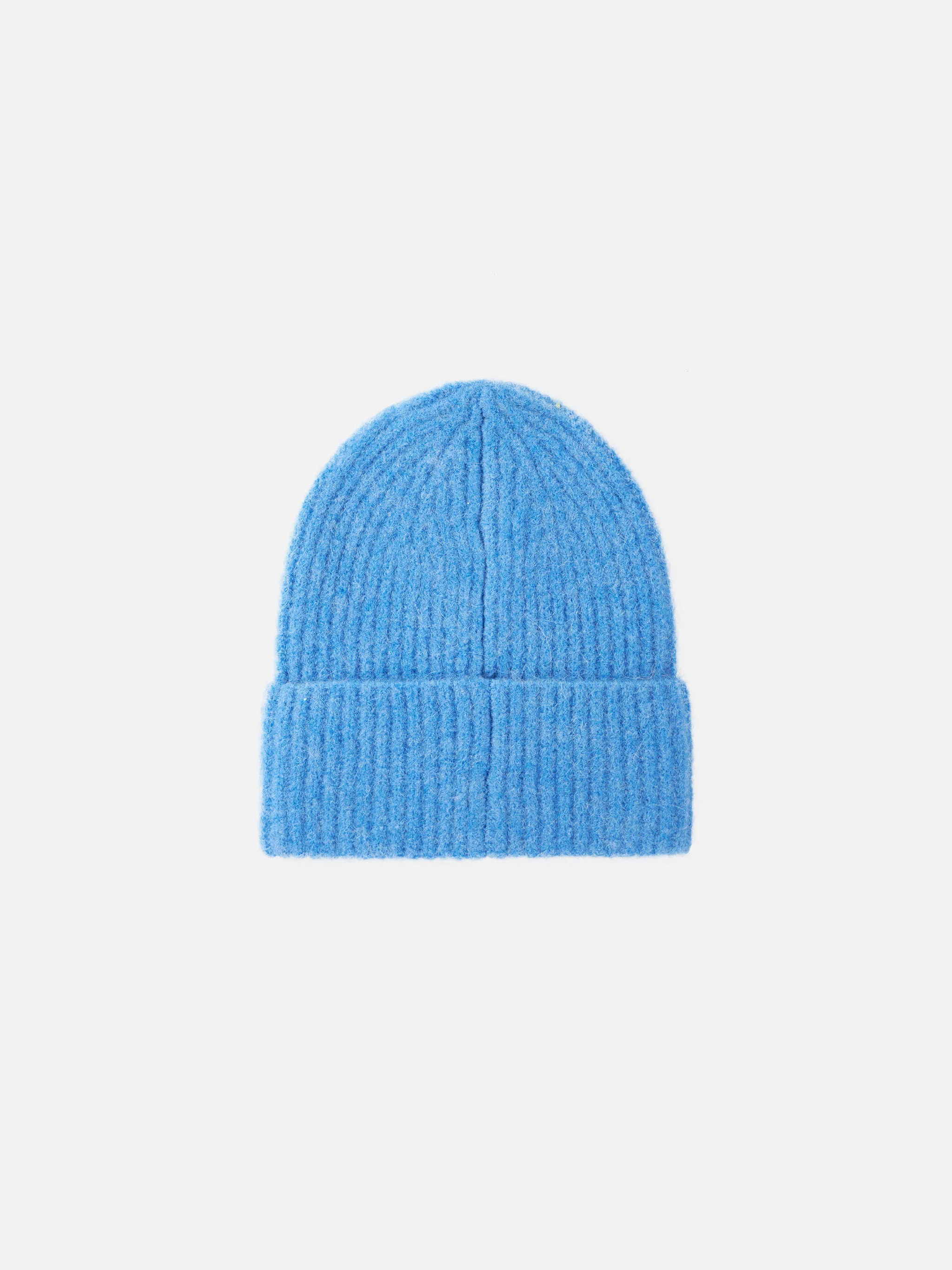 Damesmuts van stretchwol in mosgroen poederblauw