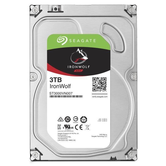 SEAGATE - Disco rigido interno - NAS IronWolf - 3 TB - 5900 giri/min - 3,5