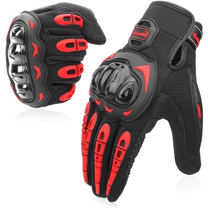 Guantes de moto, guantes de scooter de verano con pantalla táctil, dedos completos, antideslizantes, resistentes al desgaste, rojos, XL