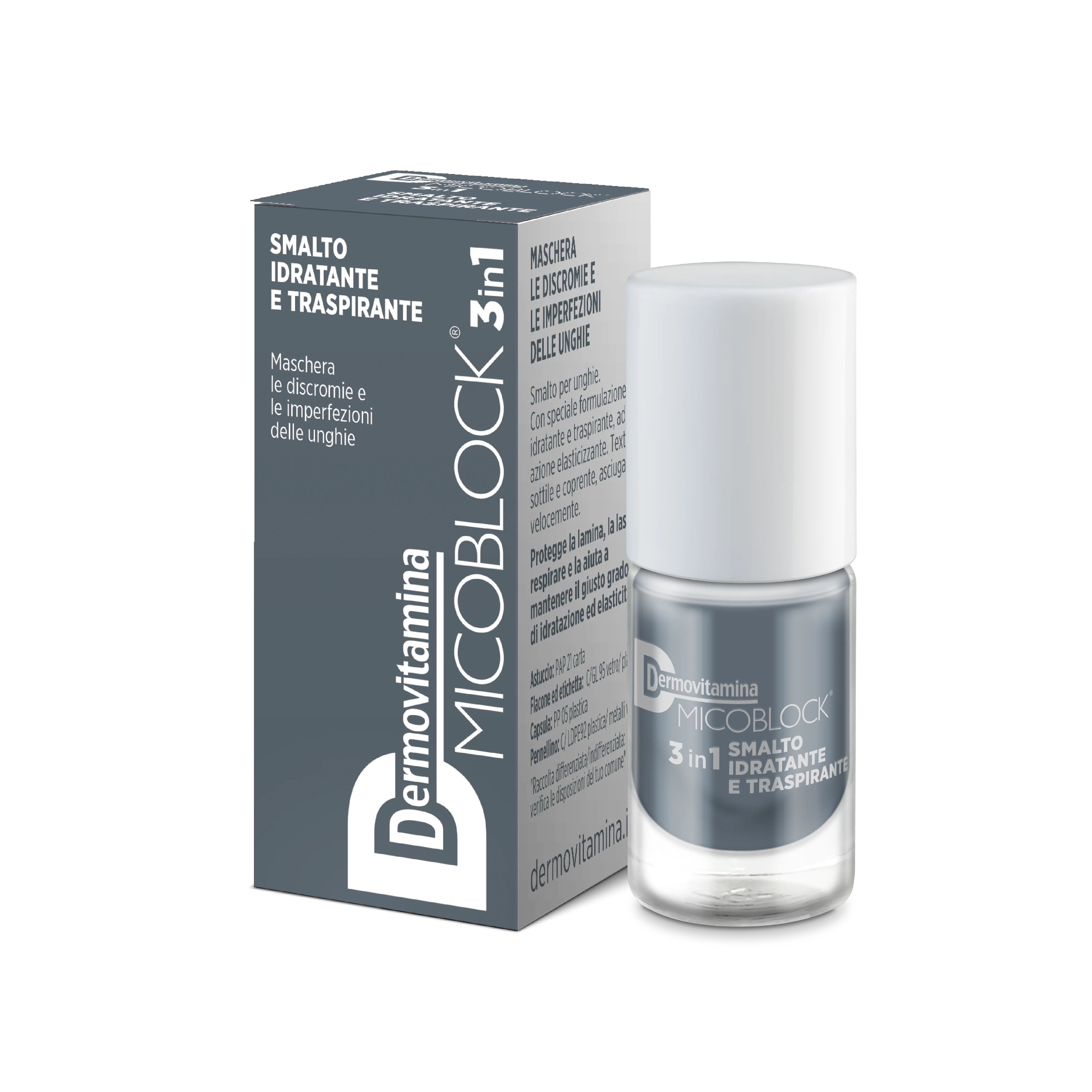 DERMOVITAMINA Dermovitamina Micoblock Vernis à ongles hydratant et respirant 3 en 1 5 ml gris