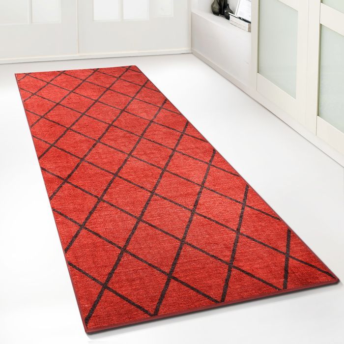 Alfombra de pasillo Cosenza, roja, 80 x 350 cm