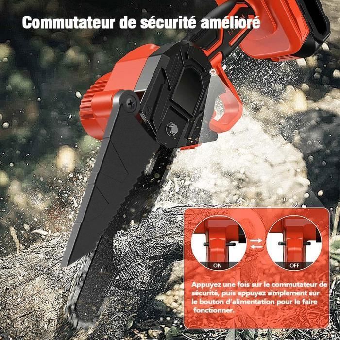 Magicfox Tronçonneuse électrique Sans fil Rechargeable 4.0Ah, avec 2 Chaînes 6 pouces et 2 Batteries pour couper Branches et Bois