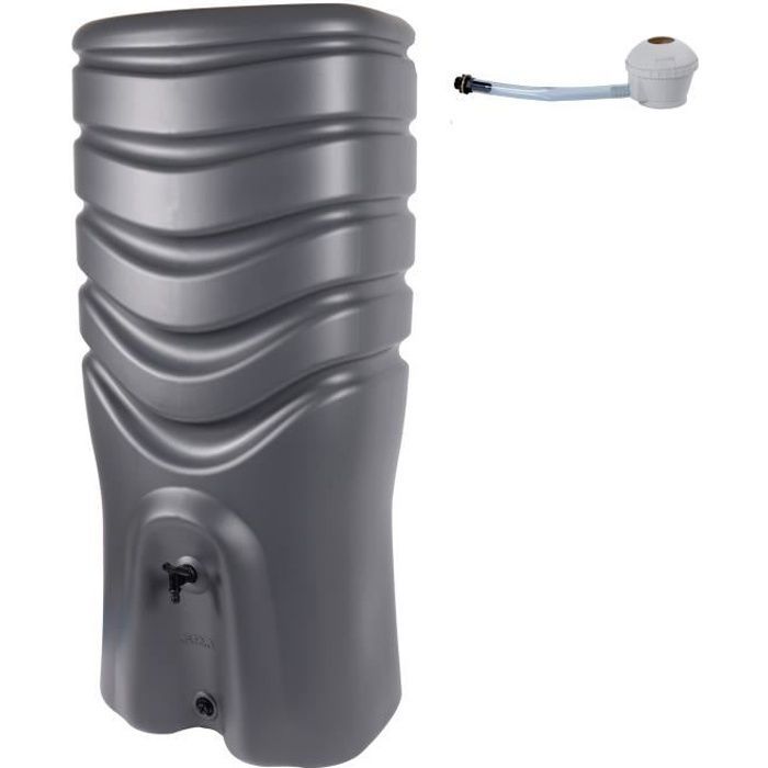 EDA PLASTIQUE - 350L RECUP'O Rainwater Harvesting Tank + Collector Kit - Anthracite - Eda 64.5 x 50 x 141 cm Anthracite