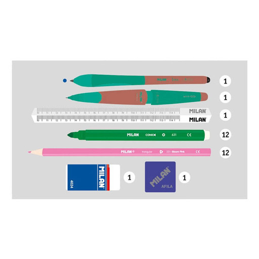 Milan Kit 4 Étuis avec Contenu Cuivre III, Vert, 08872cp3gr