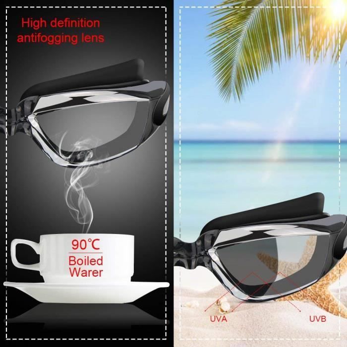 Gafas de natación ajustables - KINGCENTON - Antivaho e impermeables con almohadillas para los oídos y clip nasal para adultos y niños.