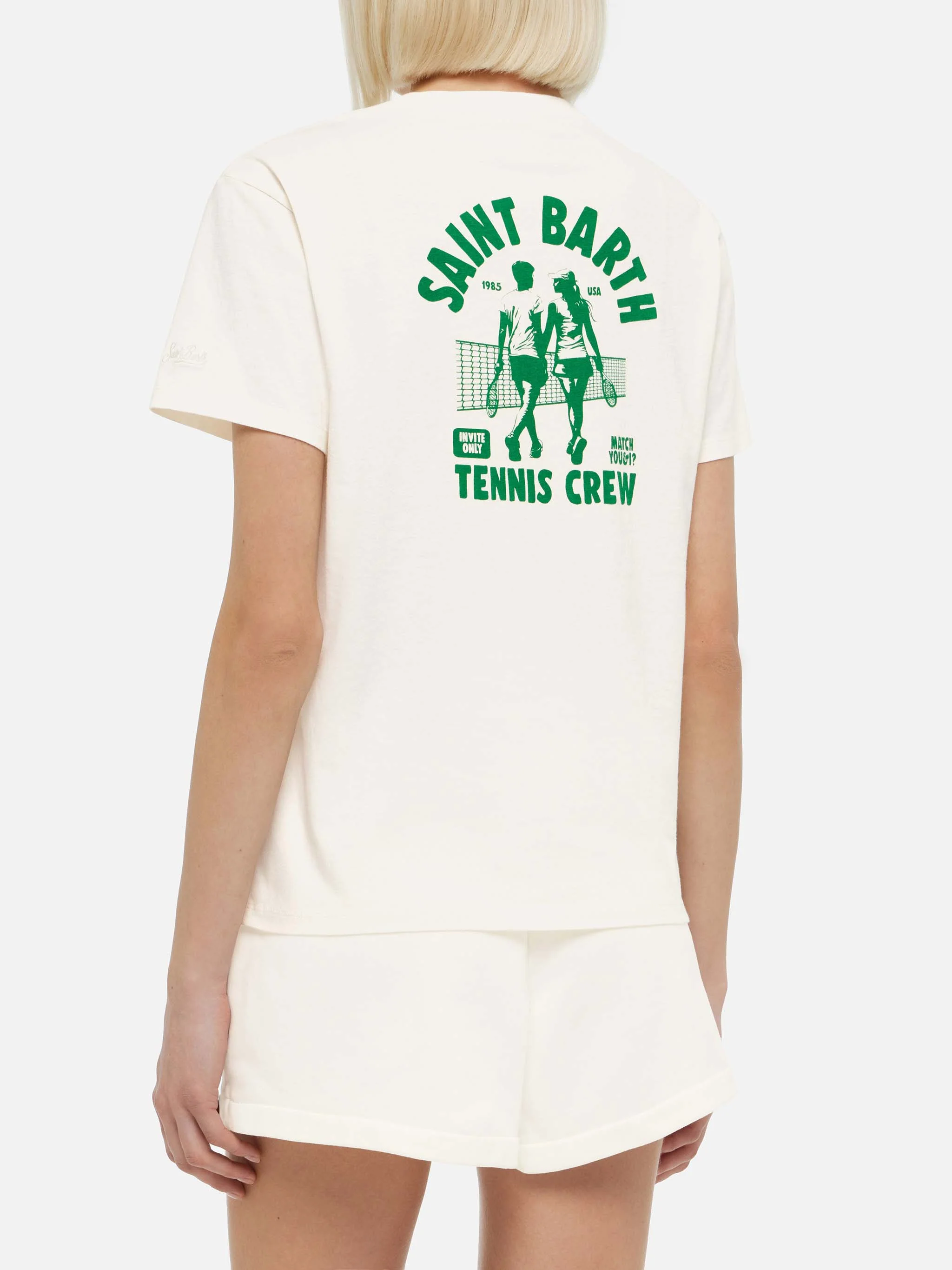 Emilie katoenen T-shirt met print van het Saint Barth tennisteam.