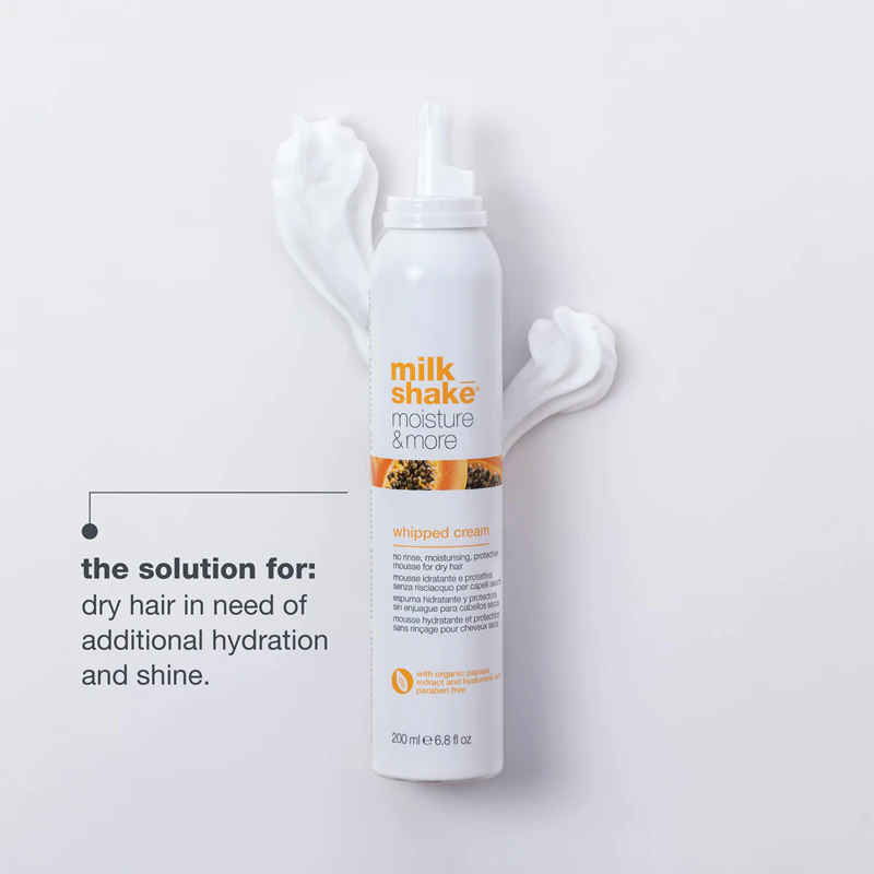 milk_shake® Moisture & More Whipped Cream, een hydraterende leave-in behandeling voor droog haar