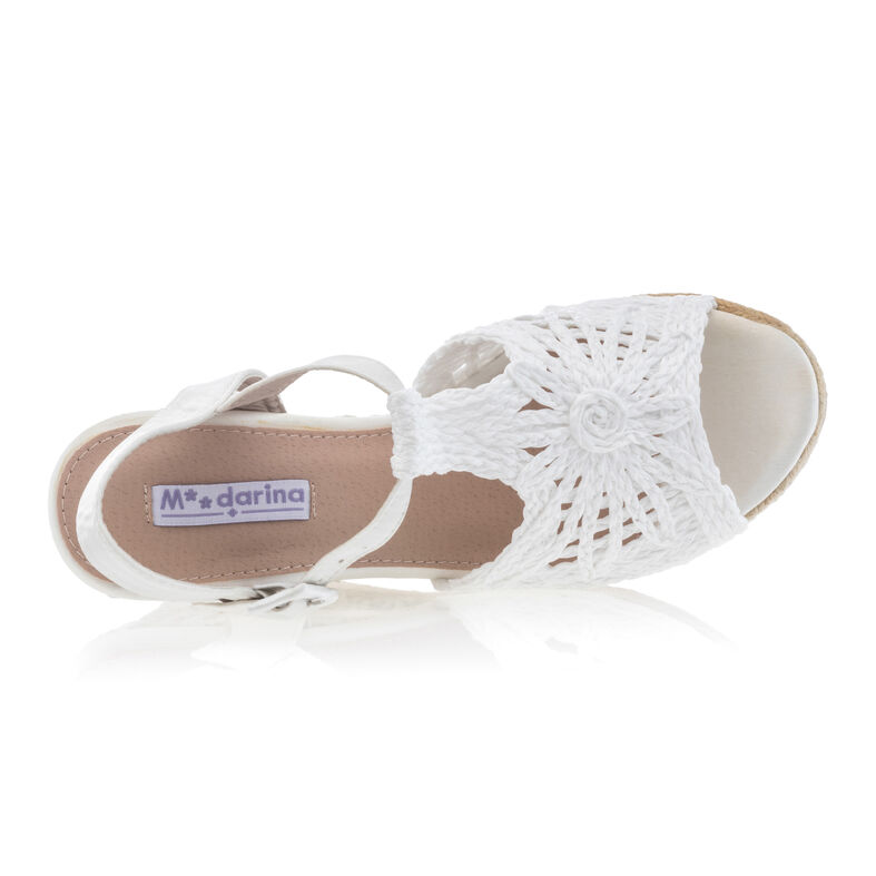 Espadrile albe pentru femei cu talpă din frânghie