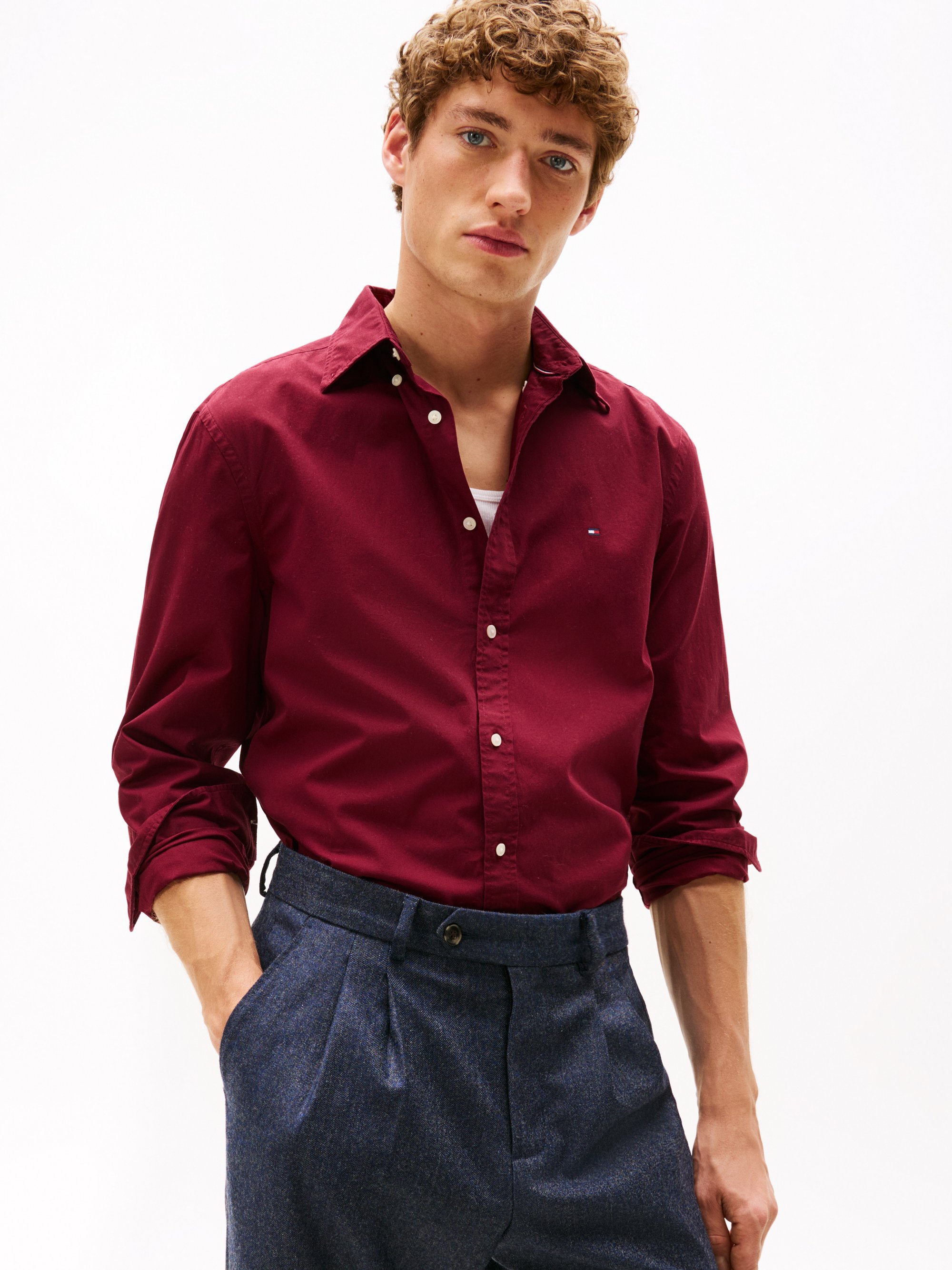 Tommy Hilfiger FLEX POPLIN SOLID - Shirt - dieprood