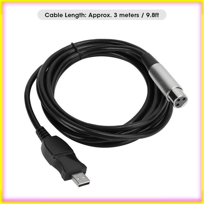 Cable de micrófono Keenso, cable USB a XLR para micrófono, conversión AD integrada con proyector de vídeo.