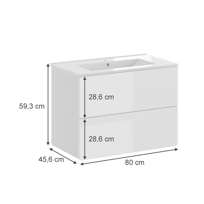 Set di mobili da bagno Izan, composto da due pezzi, colore bianco, Vicco 41537