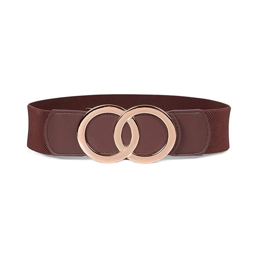Ceinture élastique large pour femme, ceinture à double anneau pour robes