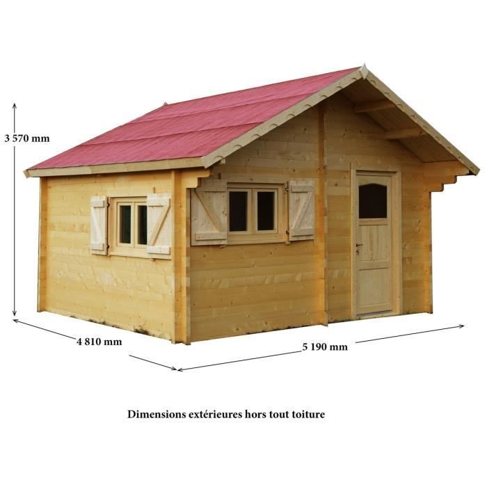Abri de jardin 24,96m² en bois massif - Double rainurage