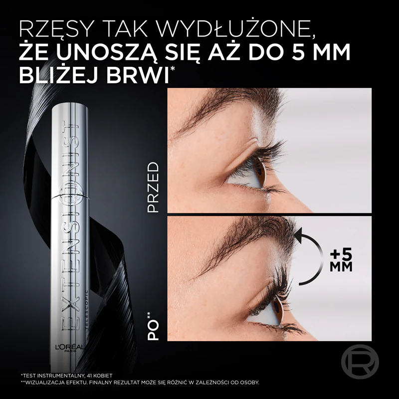 Die L'Oréal Paris Telescopic Extensionist Mascara verlängert, verdichtet und formt die Wimpern.