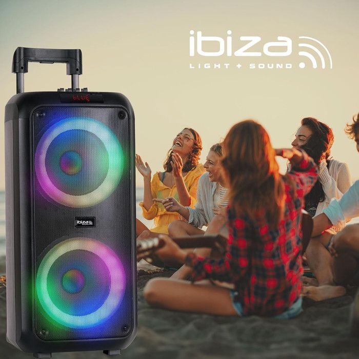 IBIZA SOUND VENUS600 Active Speaker - Illuminated Karaoke Speaker, 2 x 8