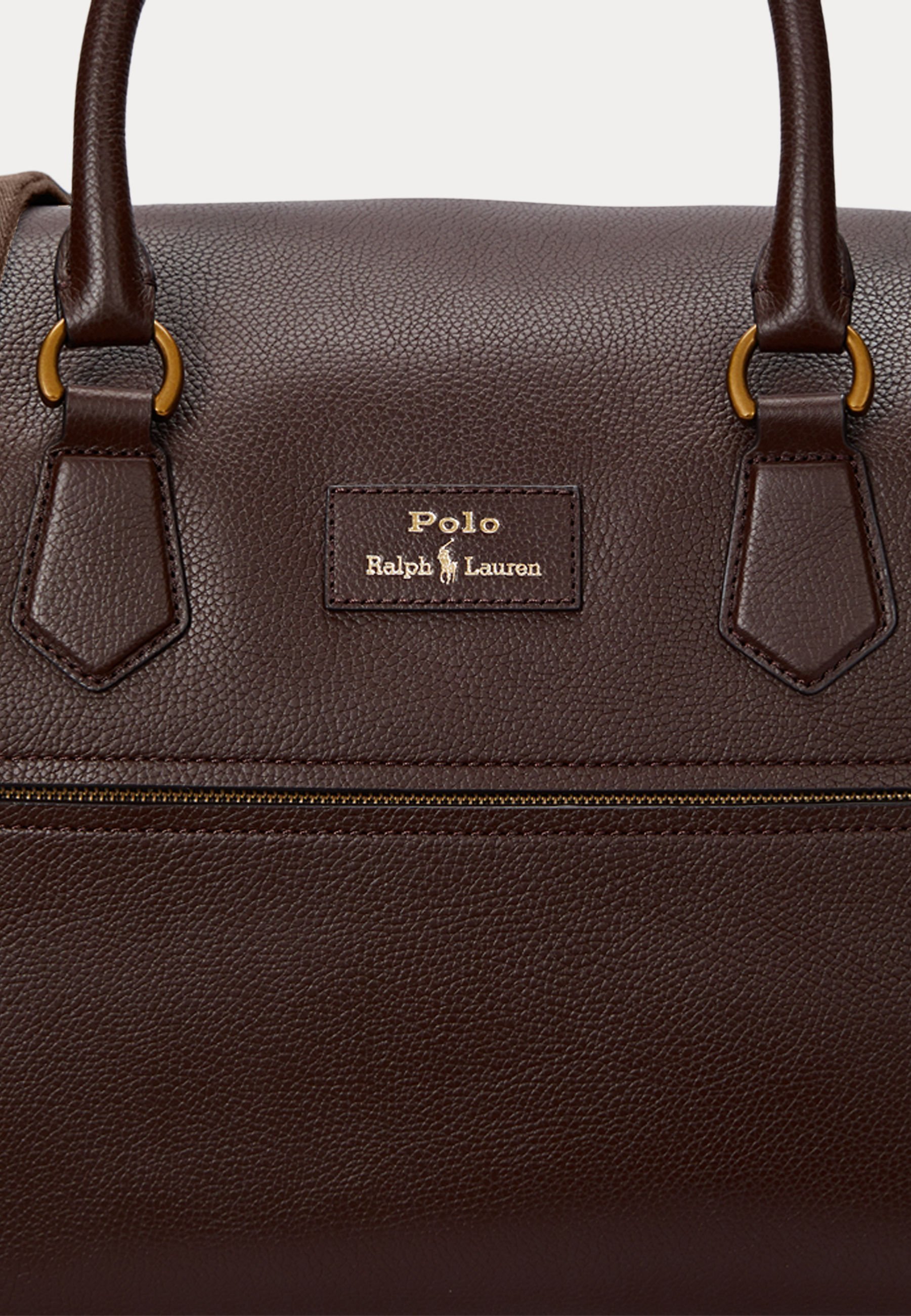 Polo Ralph Lauren PEBBLED Leather DUFFEL - Savaitgalio krepšys - tamsiai rudas