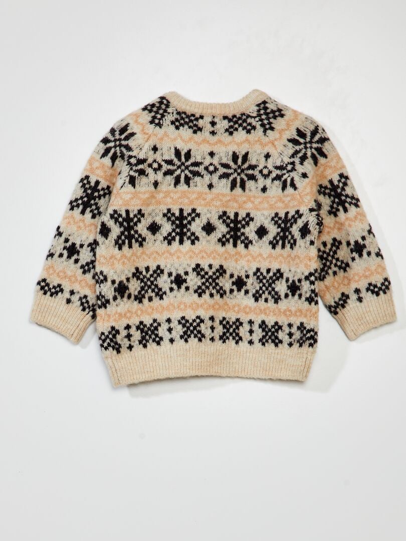 Jacquard trui - BEIGE