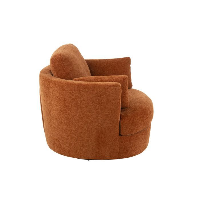 Round swivel armchair 109x100x89 cm in rust-colored fabric