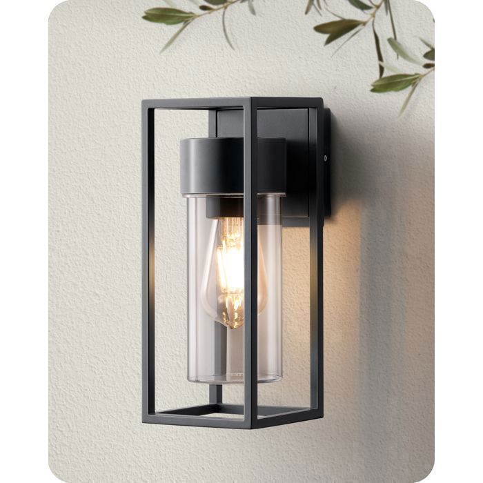 Aplique de pared EDISHINE para interior/exterior, negro, resistente al agua IP44, casquillo E27, bombilla no incluida, iluminación de pared para exteriores.
