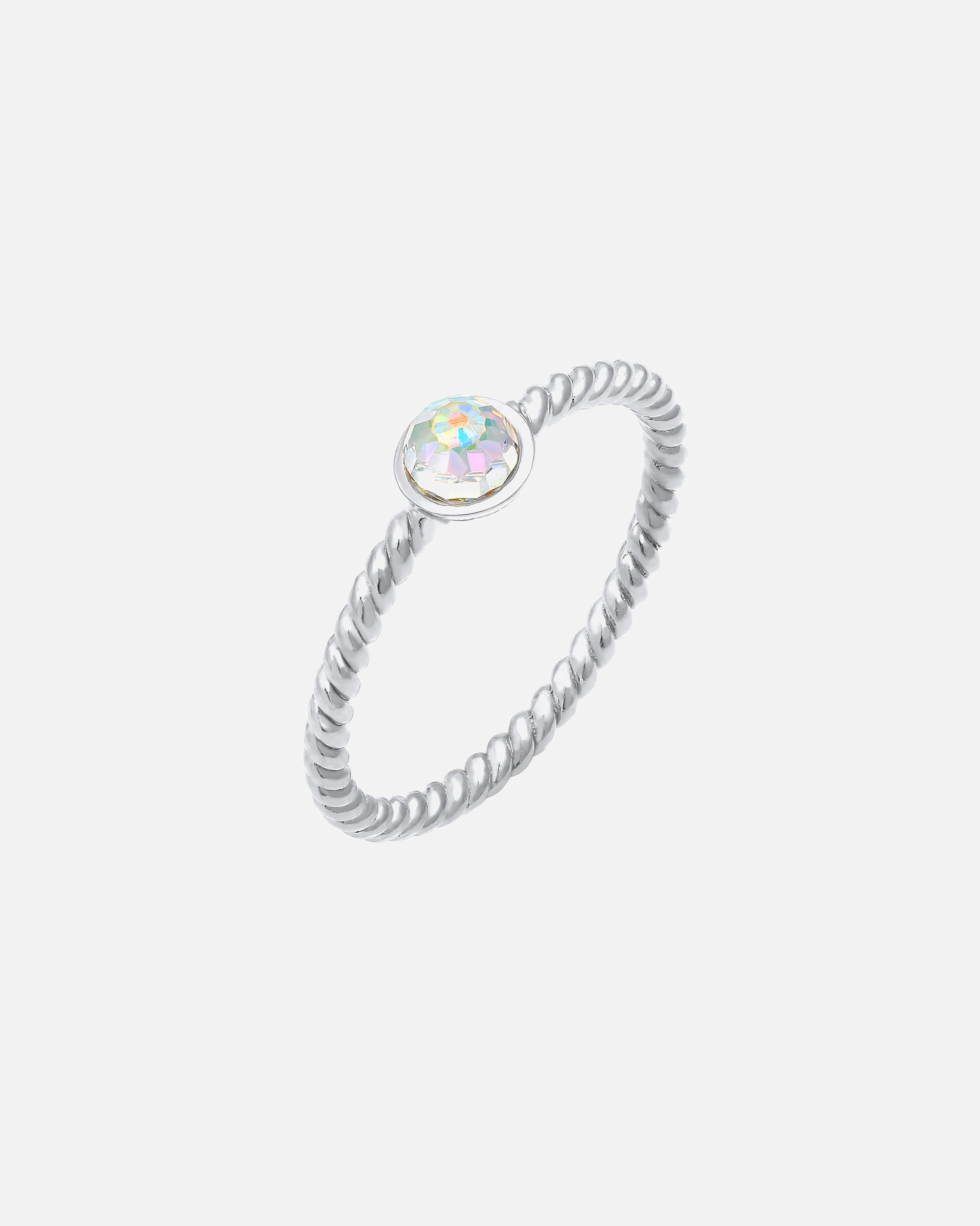 Elli Femmes Solitaire Twisted avec cristaux en argent sterling 925 plaqué or