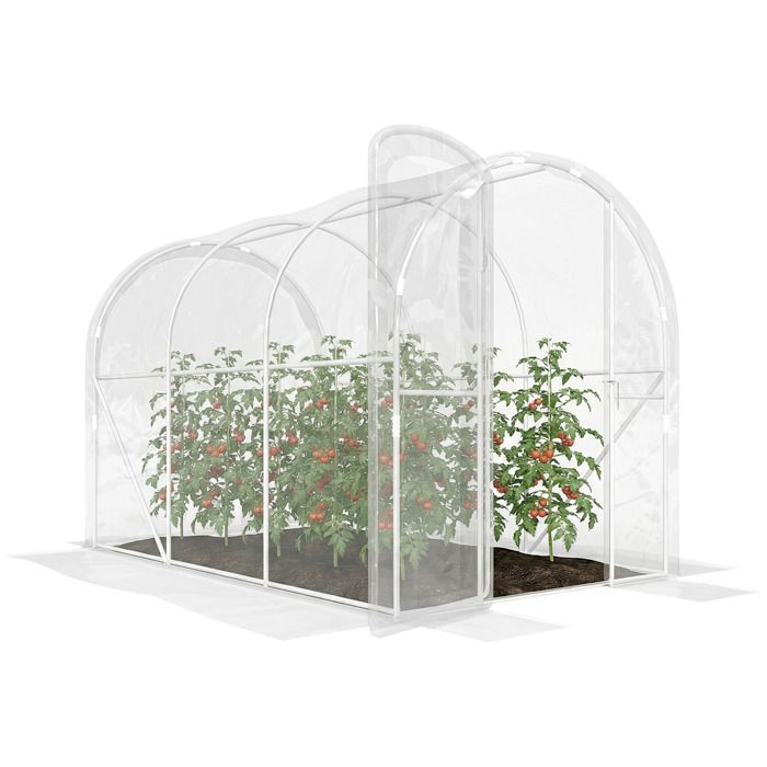Serre de jardin tunnel - Outsunny - 3 x 2 x 2 m 6 m² avec porte à charnières bâche en PE 150 g/m² pour Légumes Plantes Fleurs