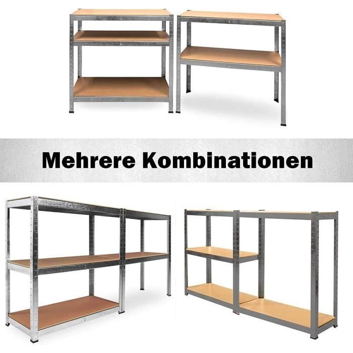 Scaffalatura modulare e versatile per officina, 5 ripiani, garage - 170x75x30cm - Zincata - Portata massima 875kg