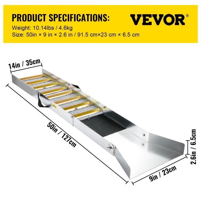 Tabla para buscar oro - VEVOR - Tabla plegable de 127 cm para buscadores de oro, ríos, arroyos, búsqueda de oro, prospección, dragado