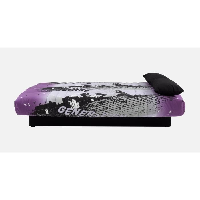 Canapé convertible clic clac 3 places - Tissu motif Street City - L 190 x P 92 cm - DREAM - Style Contemporain