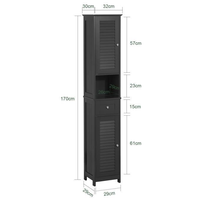 Mobile contenitore da bagno SoBuy FRG236-DG, armadio alto, ripostiglio - Grigio