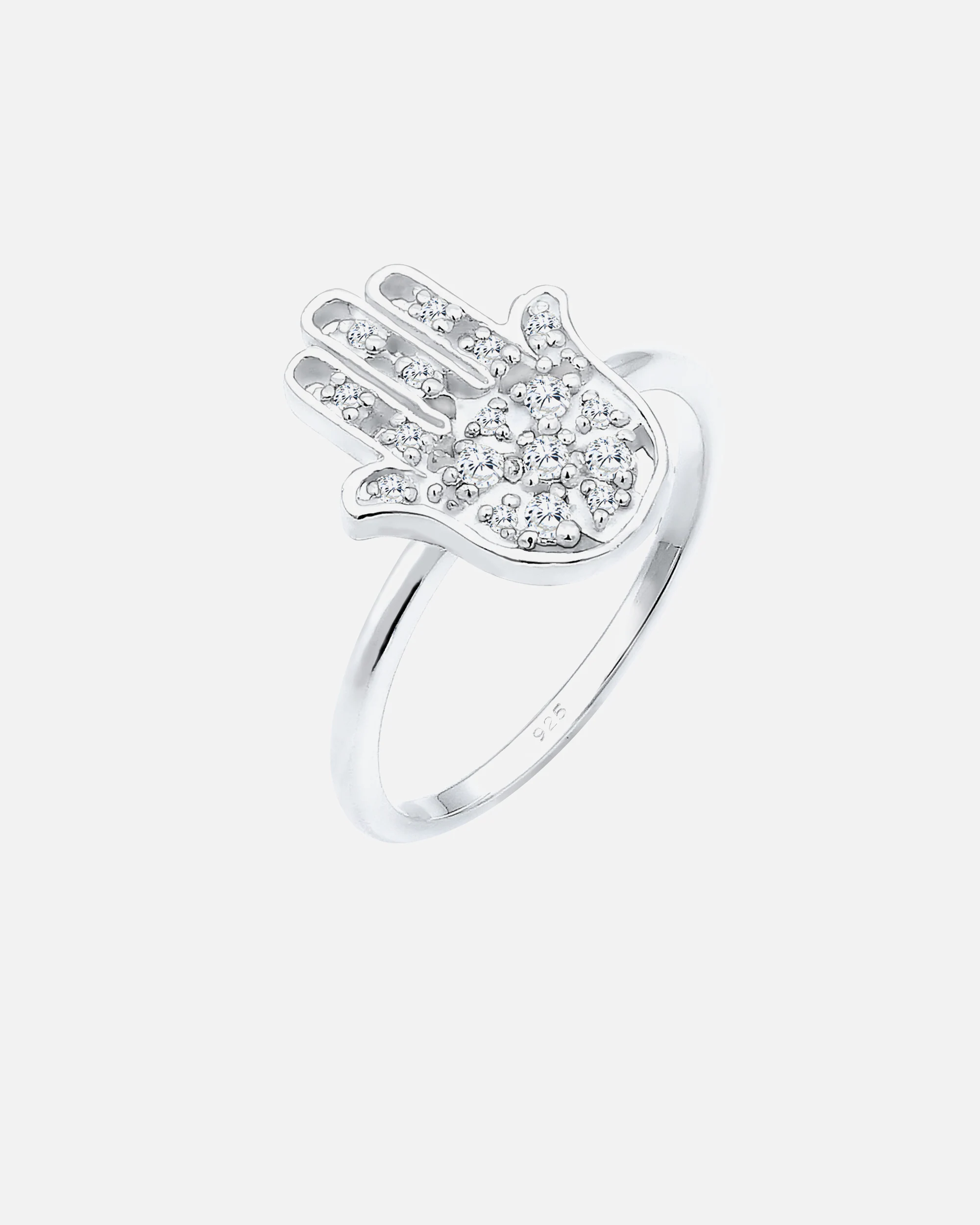 Elli La Main Hamsa Karma Cristaux Zircone Bague Femme - (925/1000) Argent