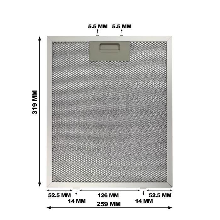 Filtro de gordura de alumínio AL260319 para coifa CIARRA 102 506 736N 765A (260 x 319 mm) - 1 peça
