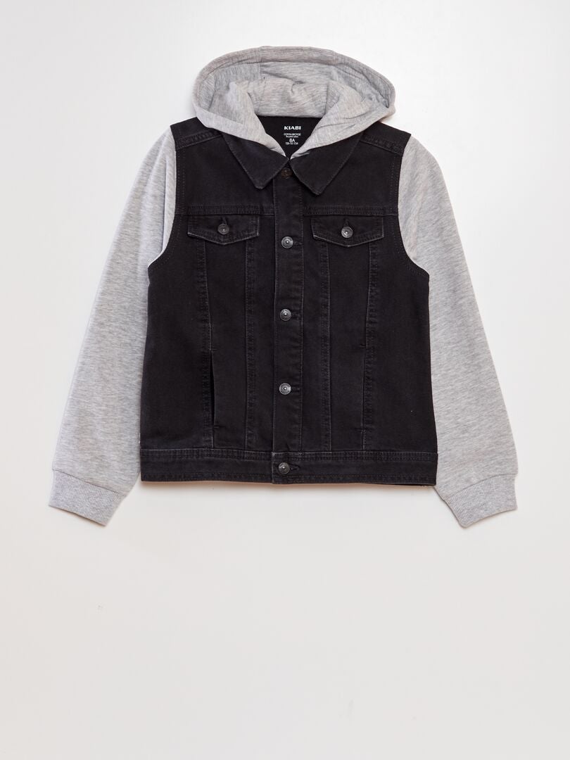 Chaqueta con capucha bicolor - GRIS