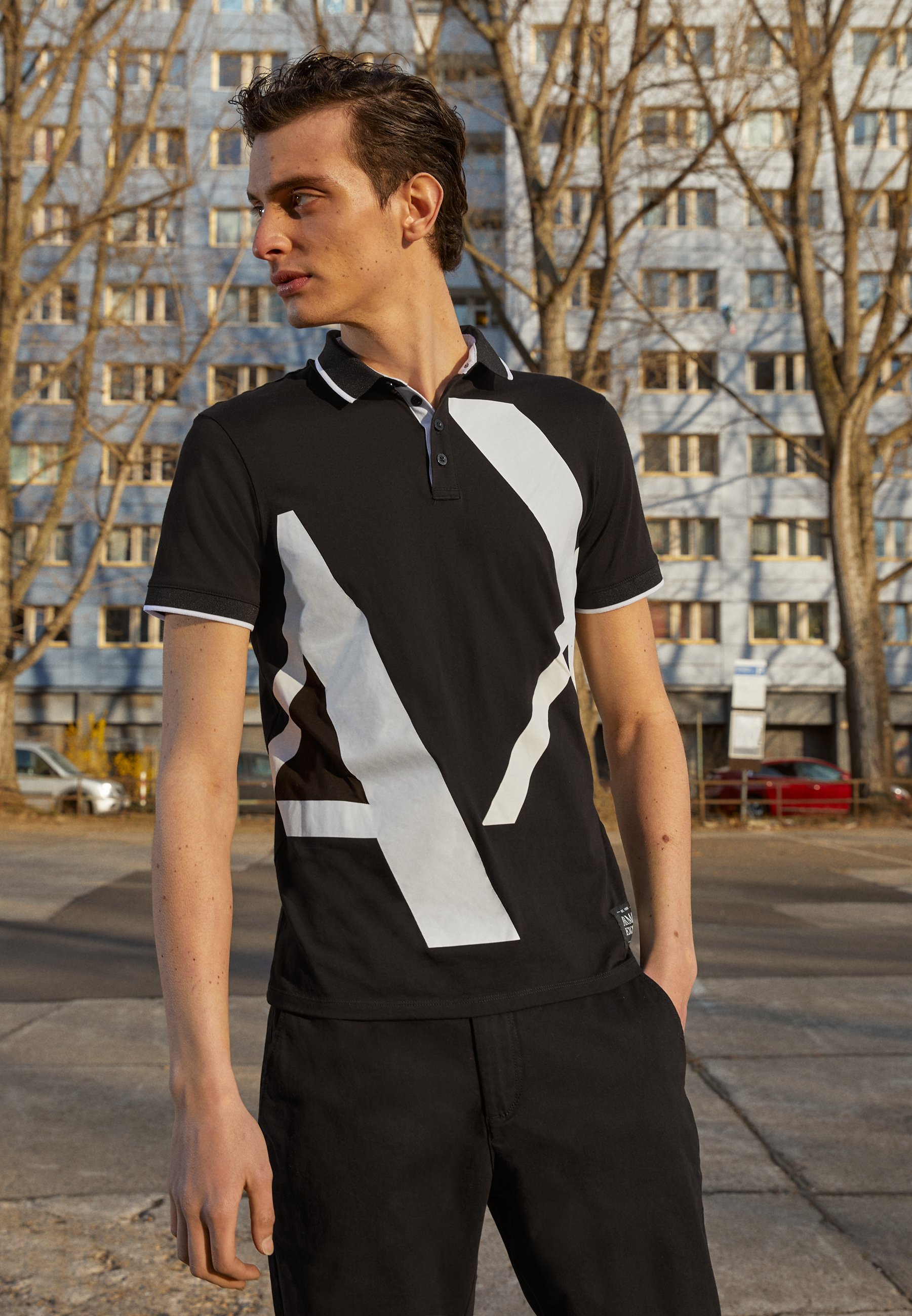 Armani Exchange poloshirt - zwart