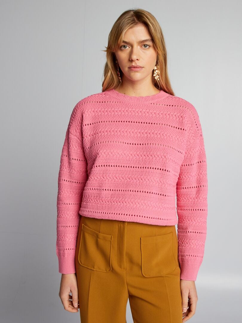 Trui met opengewerkte details - ROZE