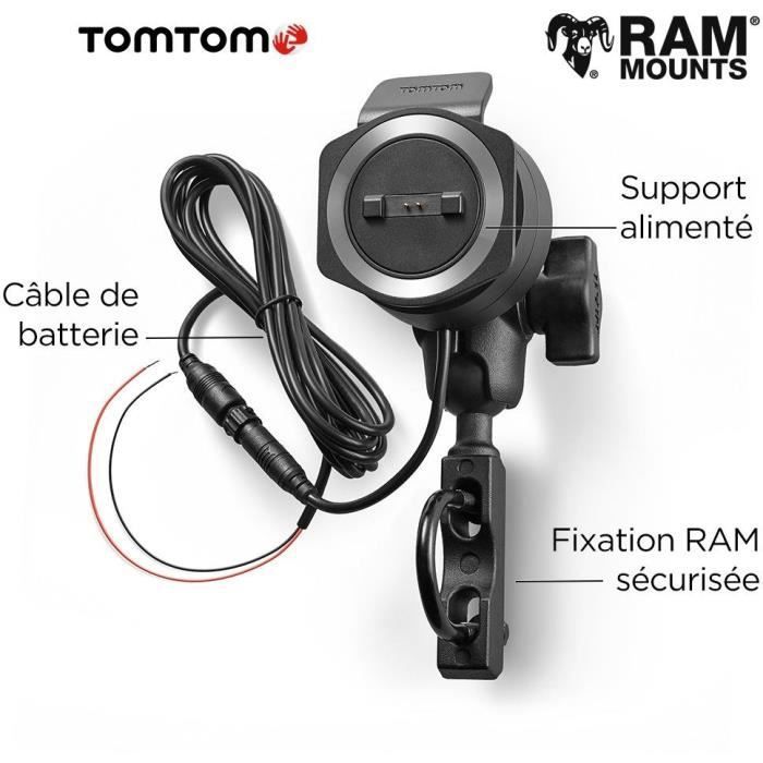 GPS para motocicleta TomTom RIDER 550 Premium Pack: pantalla de 4,3 pulgadas, mapa mundial, información de tráfico TomTom, alertas de zonas peligrosas, llamadas manos libres.