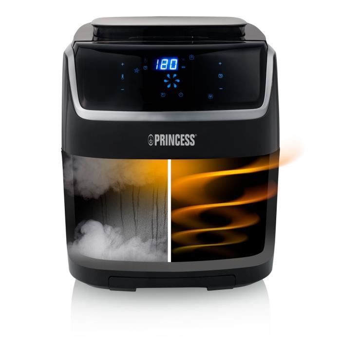 Panela Elétrica Multiuso Princess Airfryer a Vapor - Vaporizador de Ar Quente e Vaporizador Sem Óleo - Serve 9 pessoas - Tela LCD