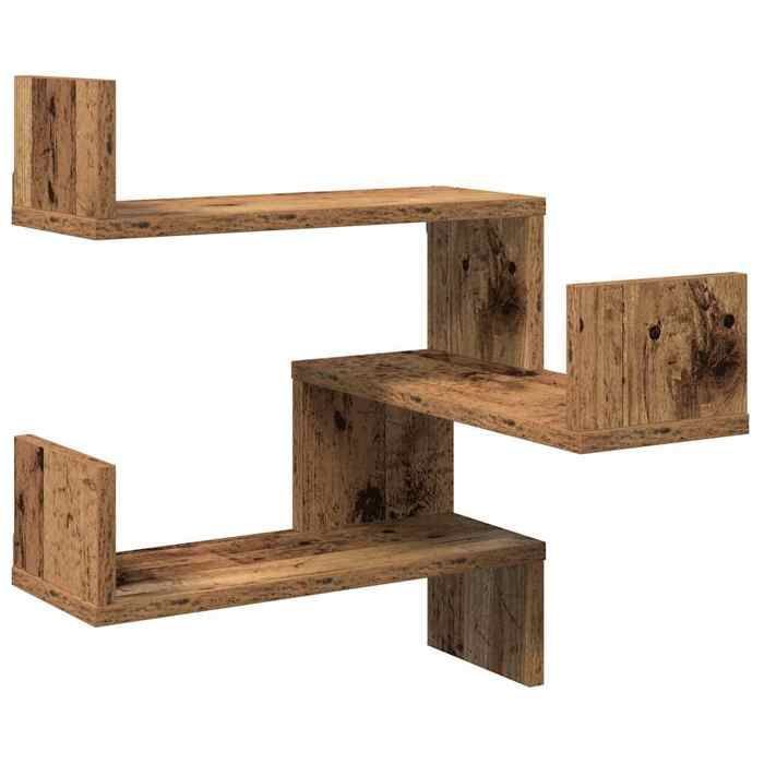 vidaXL Étagère d'angle murale vieux bois 40x40x49,5 cm bois ingénierie, étagère murale, étagère suspendue, étagère murale 856606