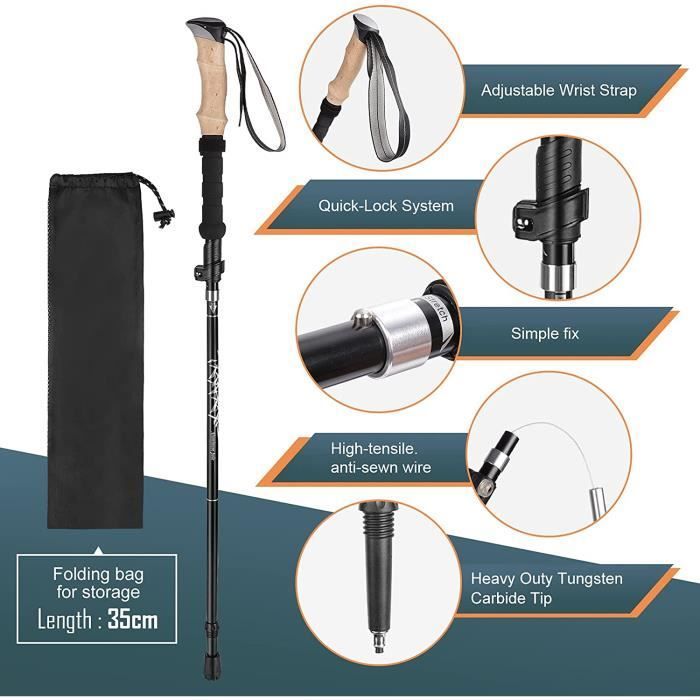 Hiking Poles, Lightweight Folding Nordic Walking Poles with All-Terrain Accessories, Adjustable Hiking Poles 110 A41