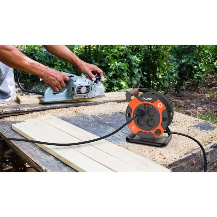 Avvolgicavo - QUARX - Fai da te - 15 m, H05VV-F 3G1,5mm², interruttore termico