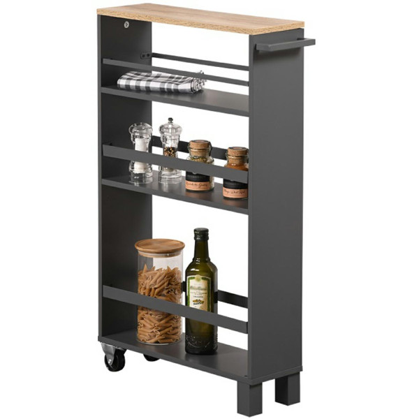 Wózek kuchenny z półkami 240x200x750 mm ciemnoszary brązowy mobilny