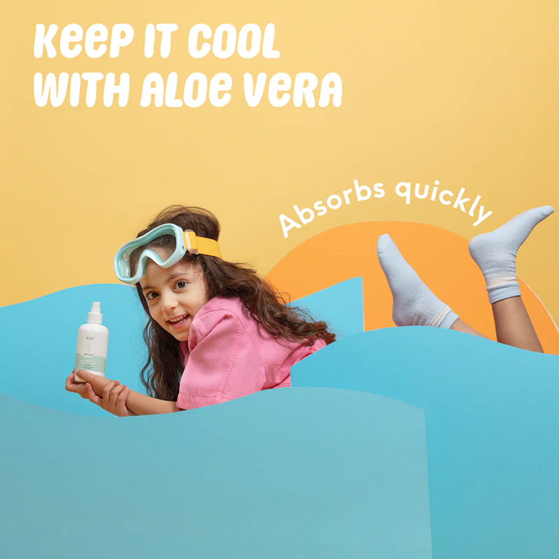 Spray pós-sol refrescante Naif Baby & Kids para bebês e crianças.