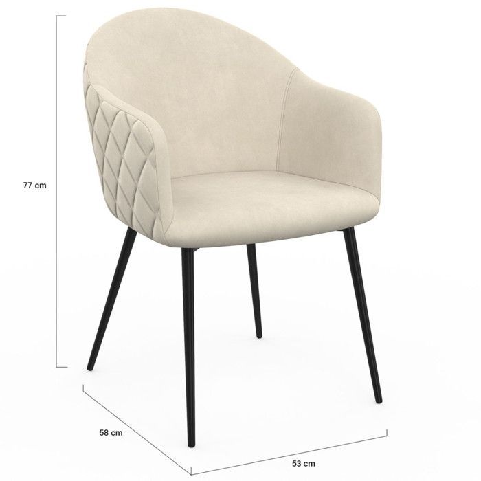 IDMARKET Lot de 2 chaises de salle à manger MOLY en velours beige