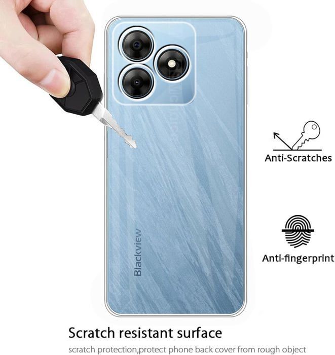 Case for Blackview Wave 8C/Wave 8/Oscal Flat 2 + [2 Pieces] Tempered Glass, [Shockproof] Transparent Silicone Protective Case