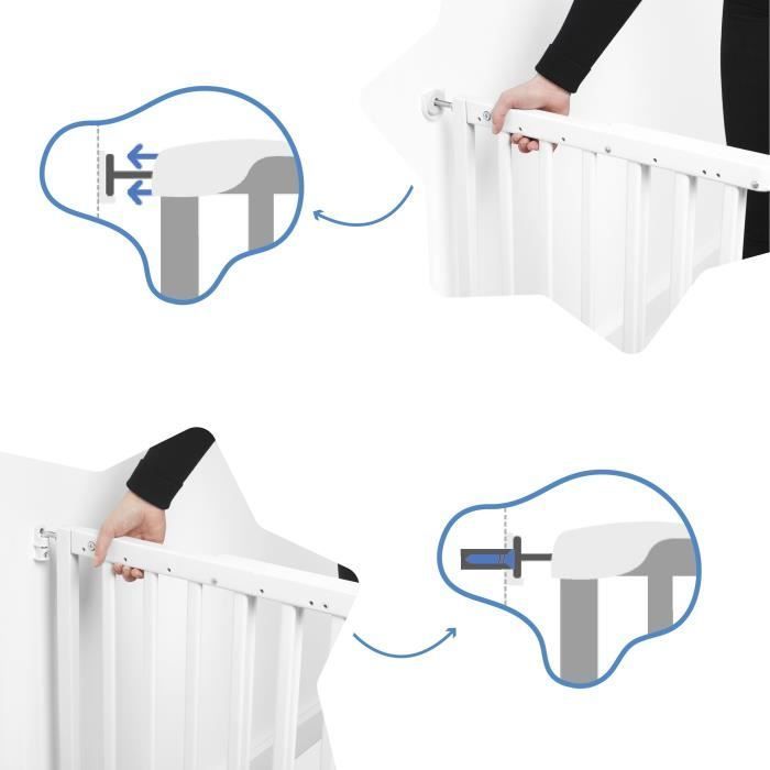 Badabulle Barrière de Sécurité Deco Pop - Barrière Extensible pour Ouverture de 63 à 106cm - Fixation Vis, Noir