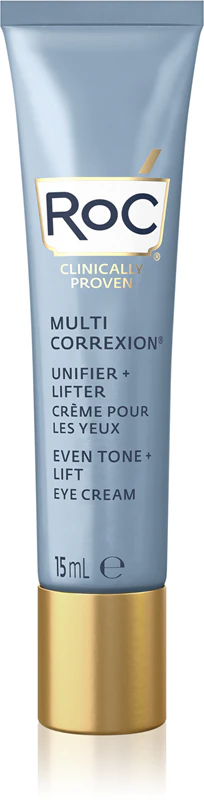 RoC Multi Correxion Even Tone + Lift: creme suavizante e iluminador para a área dos olhos, combatendo rugas e olheiras.