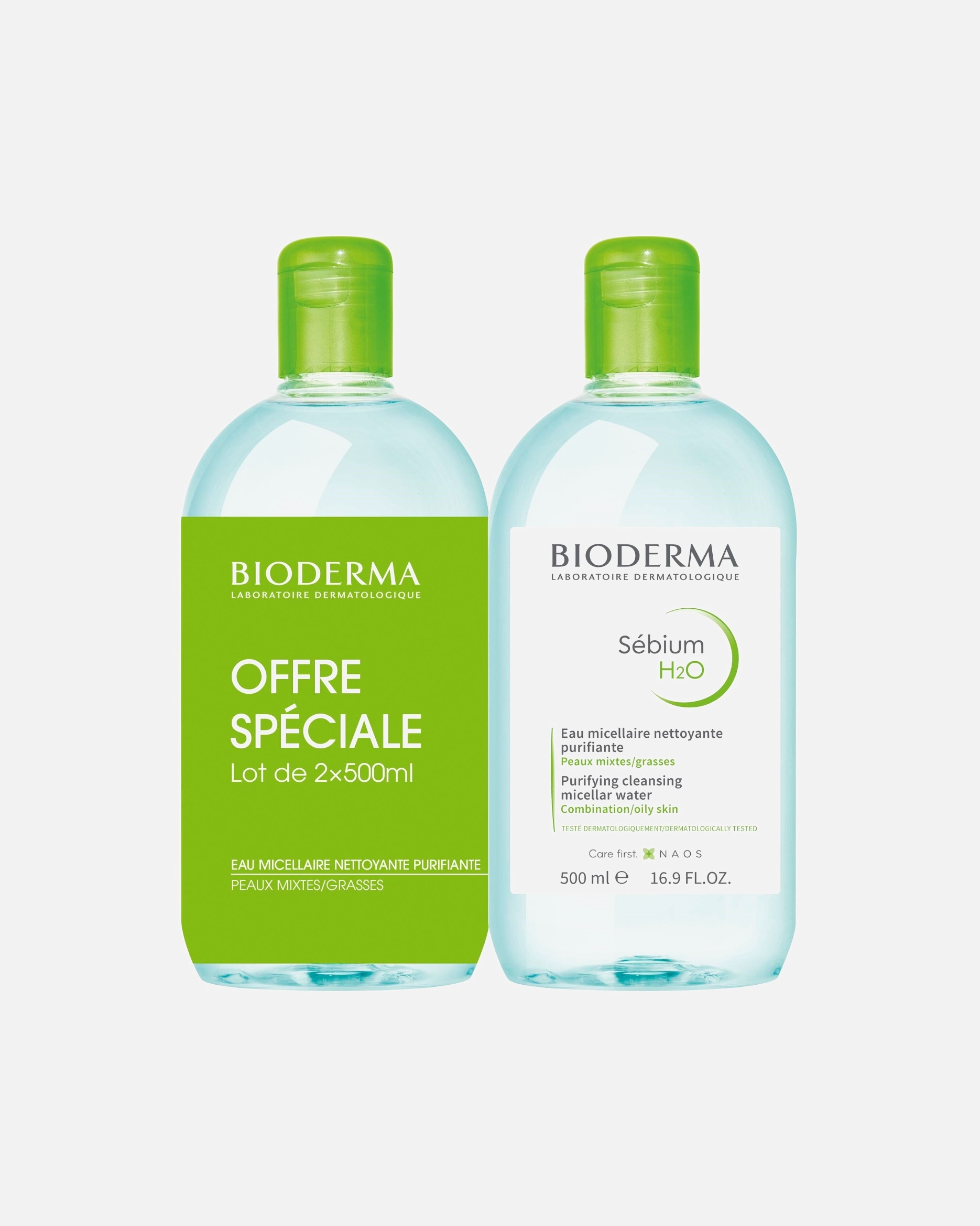Bioderma SÉBIUM H2O lot de 2 Eaux micellaires purifiantes peaux mixtes à grasses